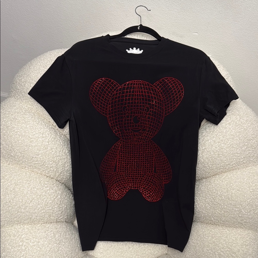 Black Men T-Shirt with Red Bear Design